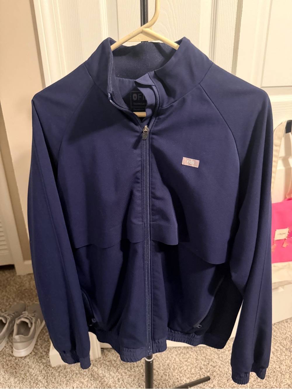 FIGS Women's Navy Zip-Up Bomber Jacket